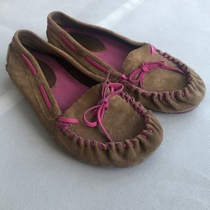 Jeffrey Campbell suede moccasins with pink trim 7
